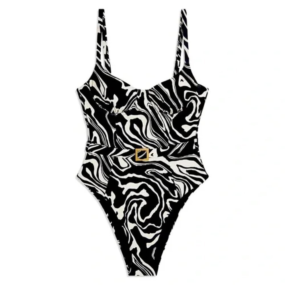 New WeWoreWhat Danielle 3.0 Marble One Piece Swimsuit XS NWOT